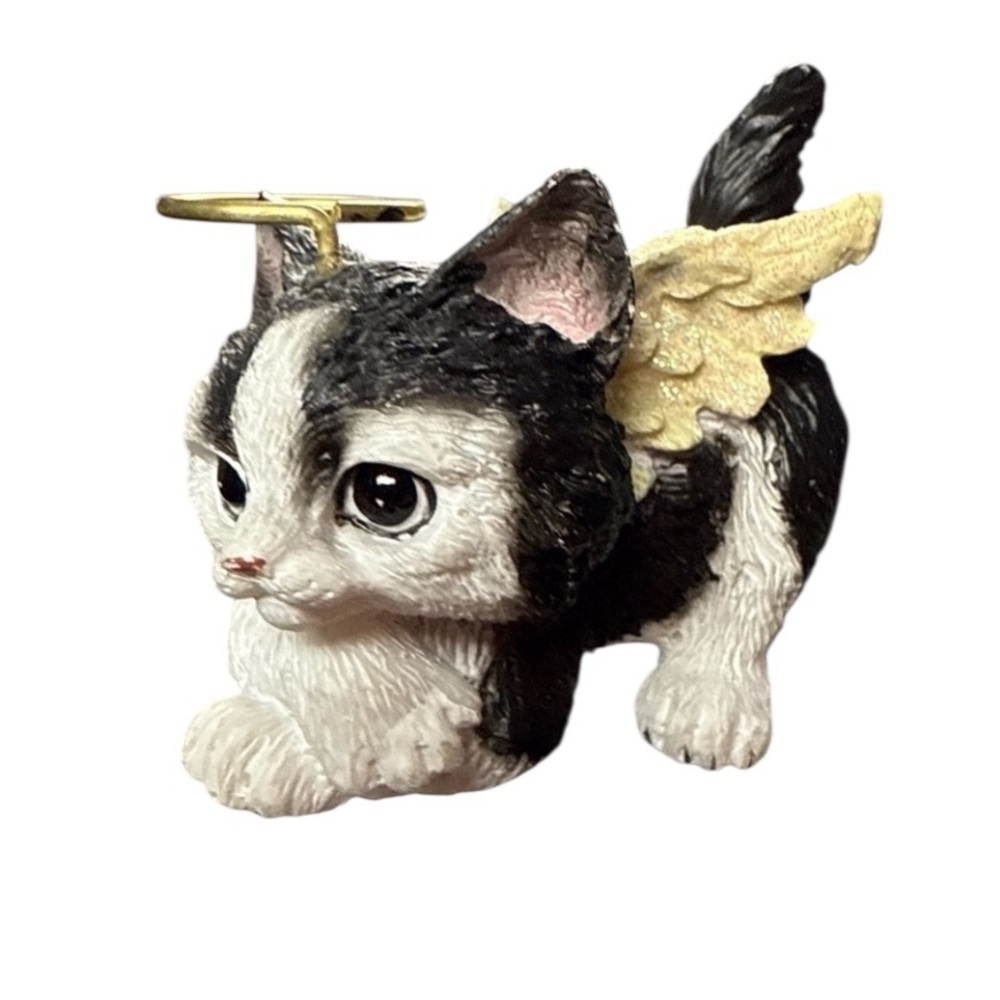 Cat Angel Christmas Ornament Gift For Someone Who Lost Their Kitty Cat Black